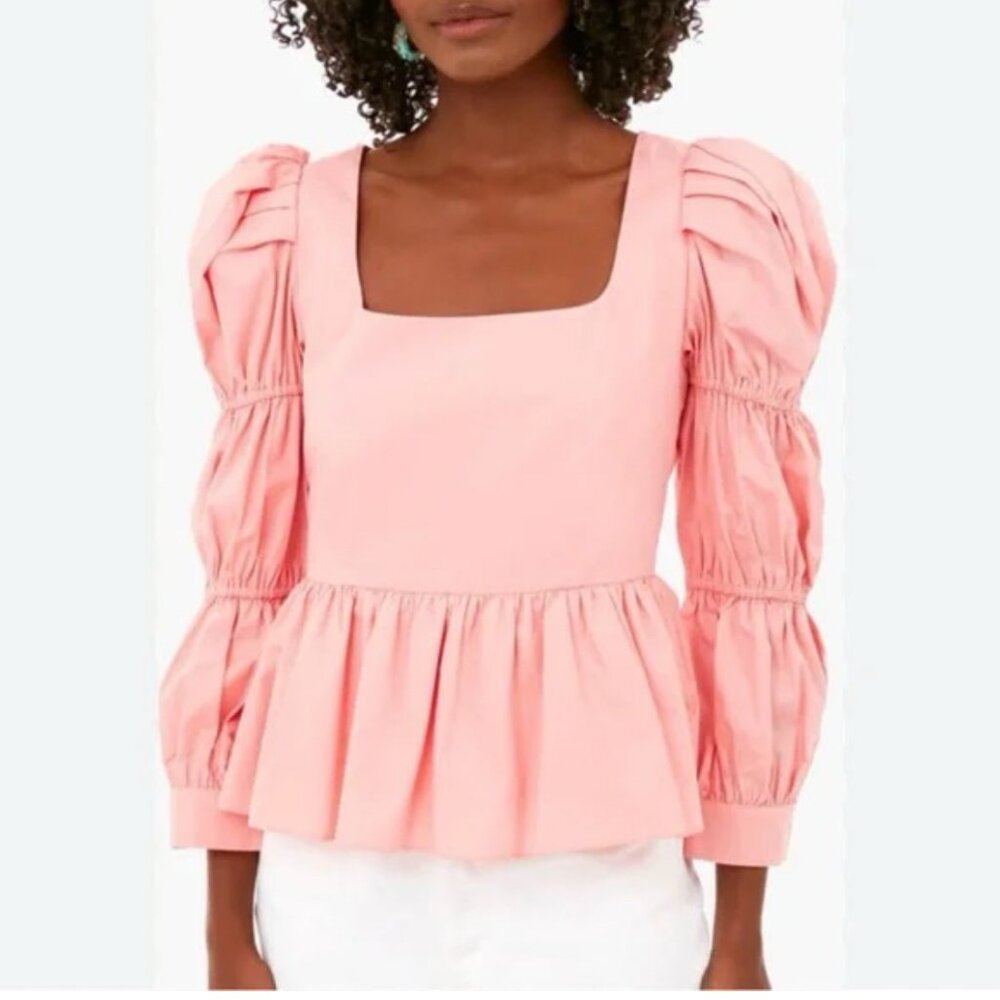Tuckernuck Hyacinth House Coral Clemons Puff Sleeve Blouse